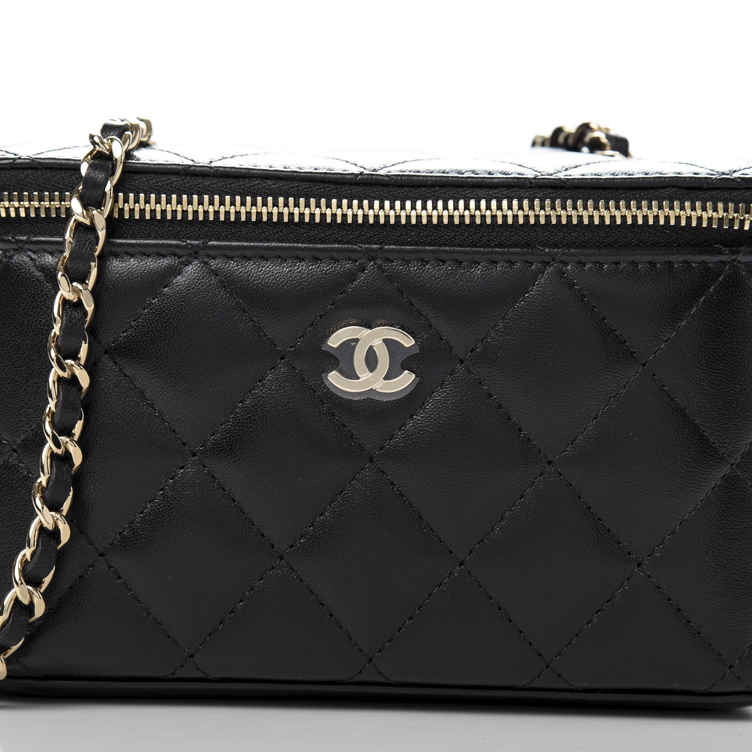Chanel Lambskin Quilted Small Vanity Case With Chain Black 10 of 11