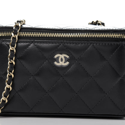 Chanel Lambskin Quilted Small Vanity Case With Chain Black 10 of 11