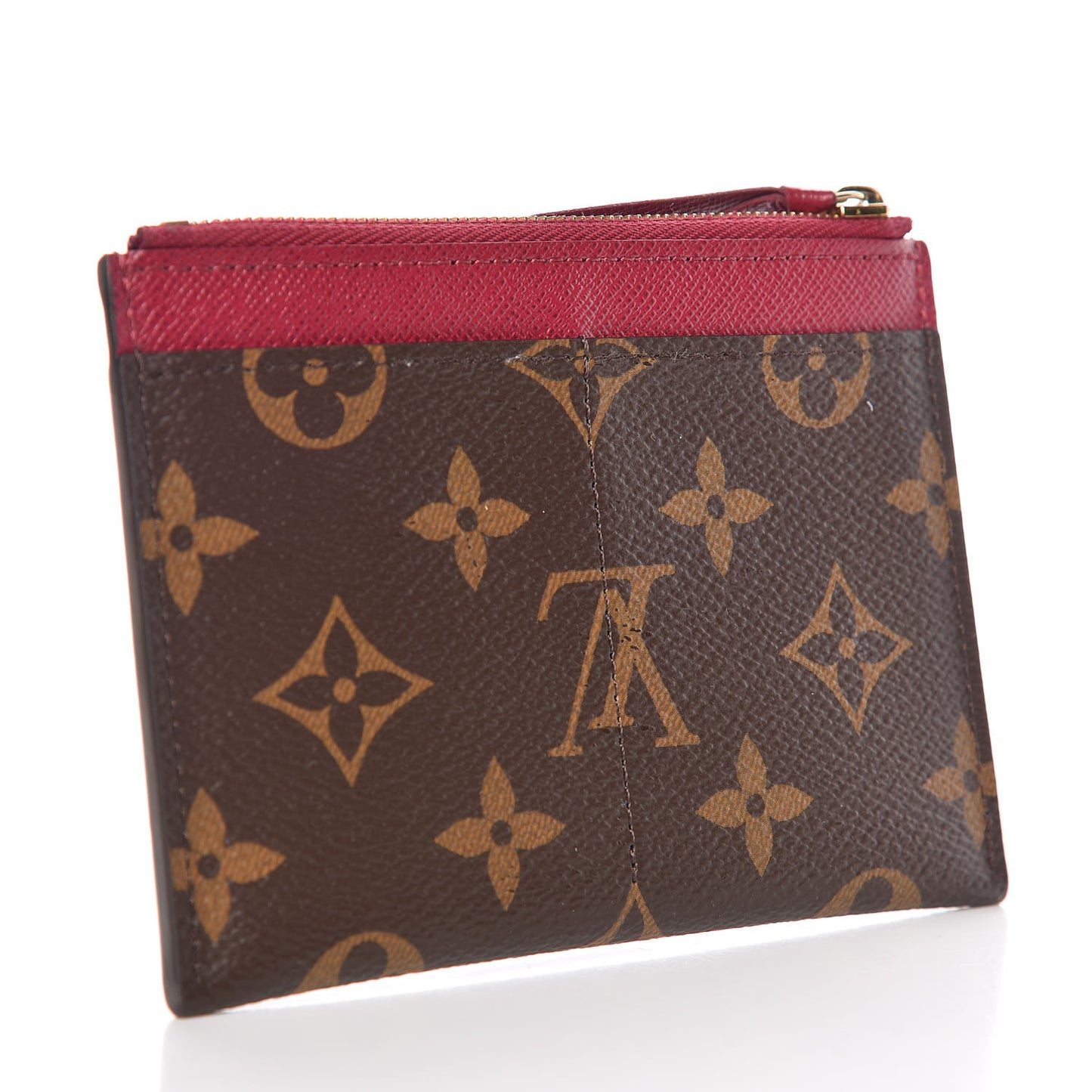 Monogram Zipped Card Holder Fuchsia