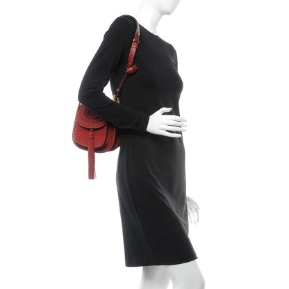 Chloe Suede Calfskin Braided Mini Hudson Shoulder Bag Sienna Red 2 of 8
