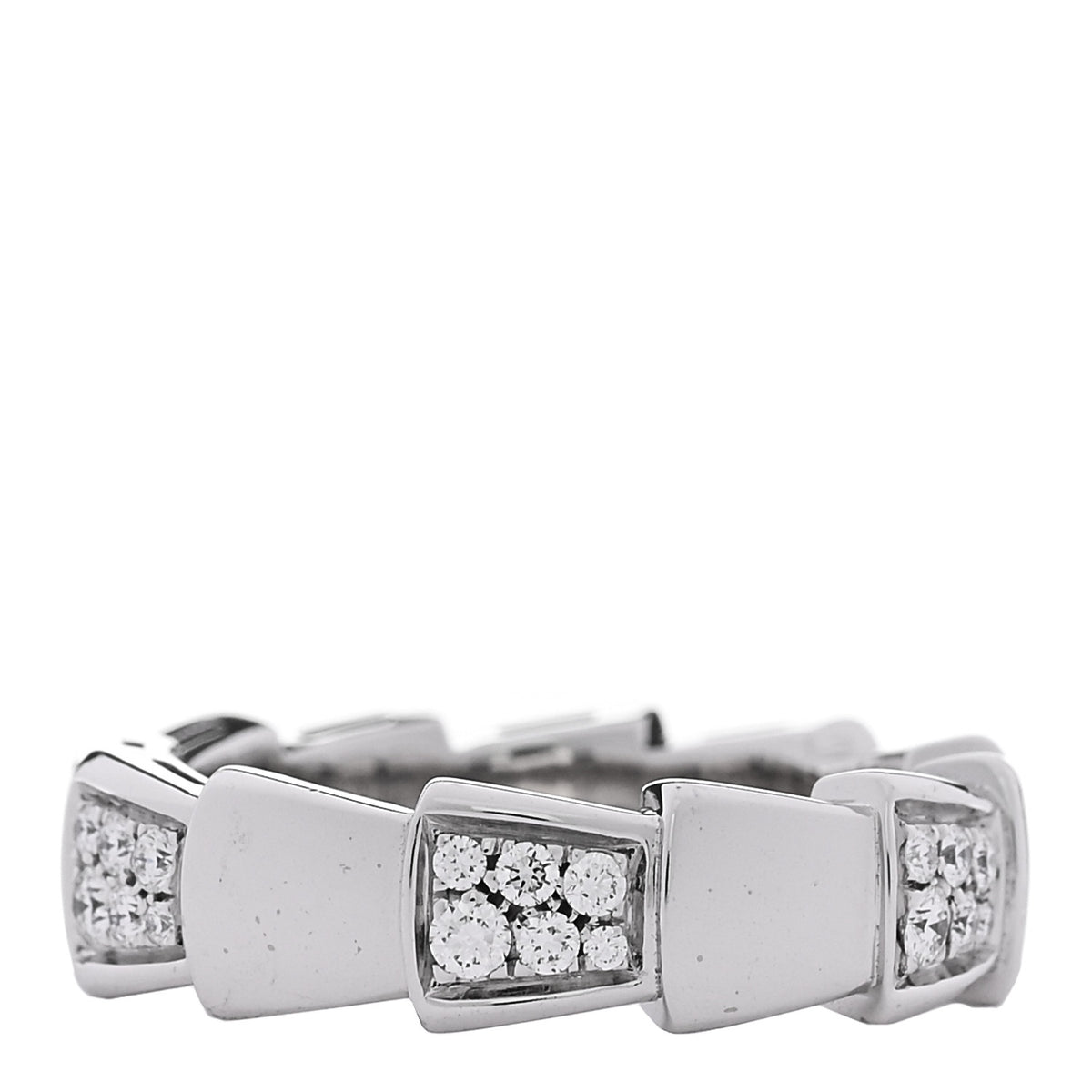 18K White Gold Diamond Serpenti Band Ring 53 6.5