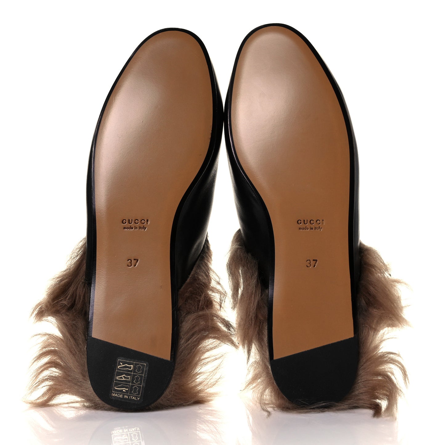 Calfskin Fur Womens Princetown Slippers 37 Black