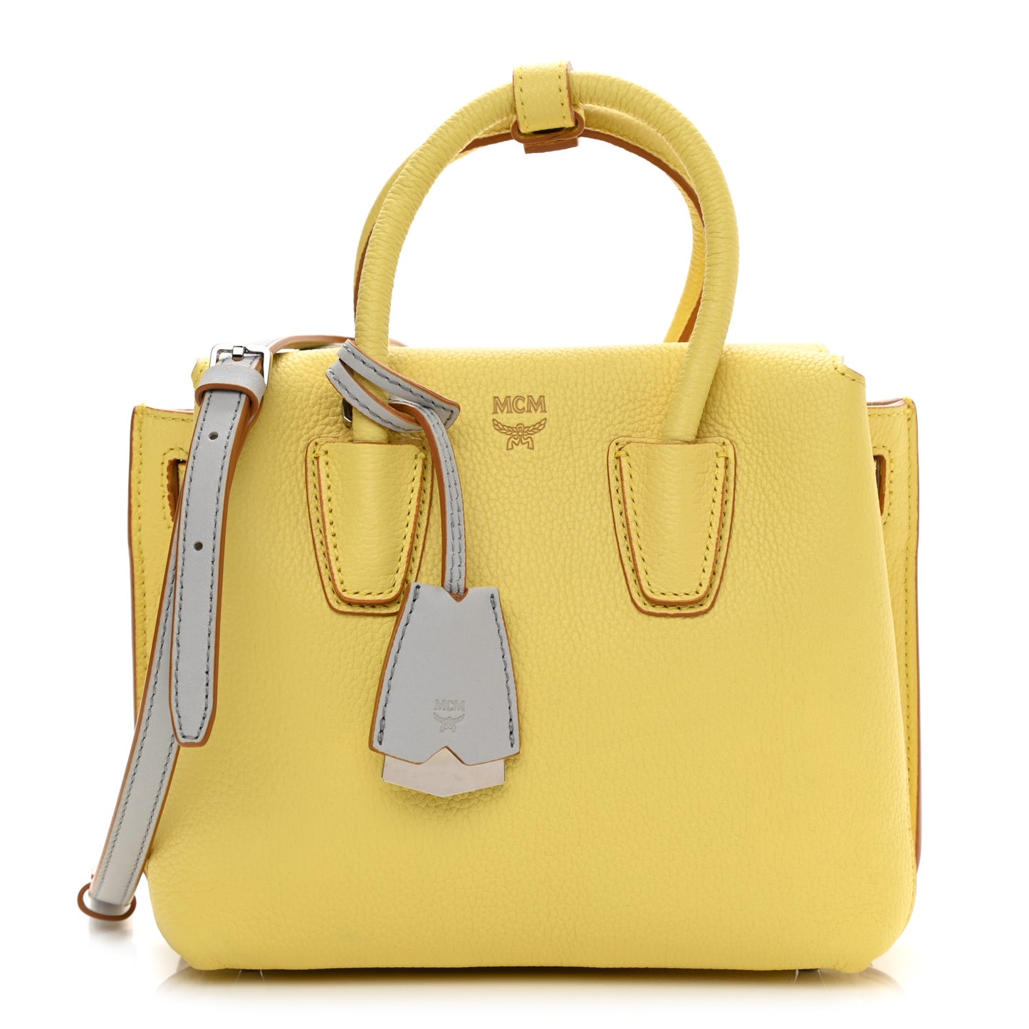 Grained Calfskin Mini Milla Tote Custard Yellow
