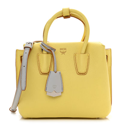 MCM Grained Calfskin Mini Milla Tote Custard Yellow 1 of 8