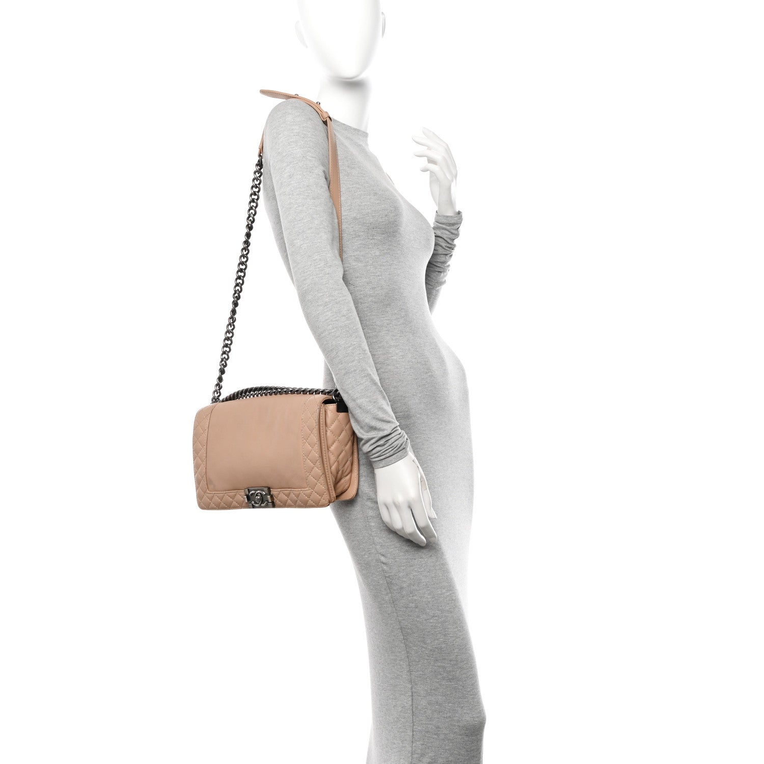 Chanel Calfskin Medium Boy Reverso Flap Beige 2 of 11