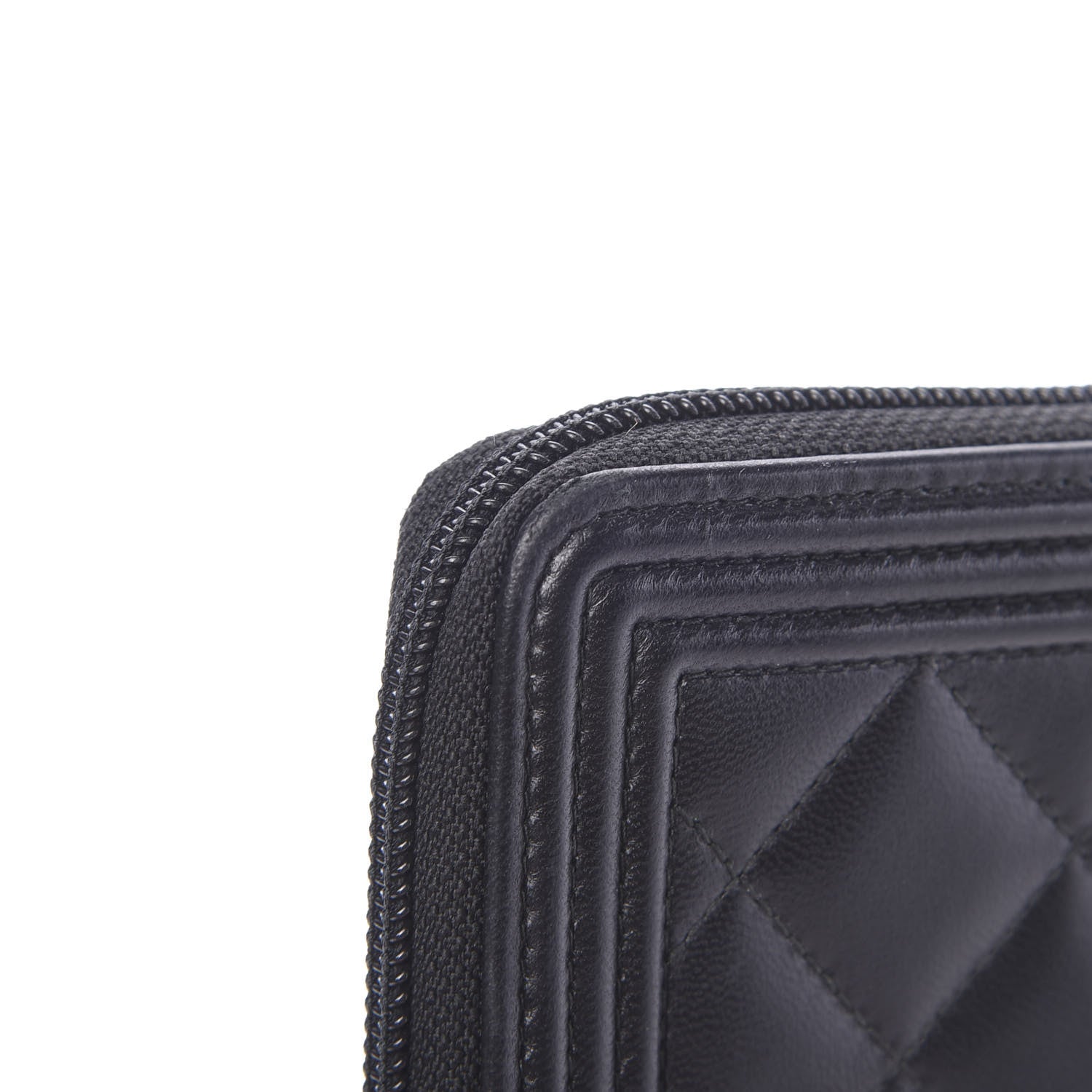 Chanel Lambskin Quilted Small Boy Zip Around Wallet Black 12 of 13