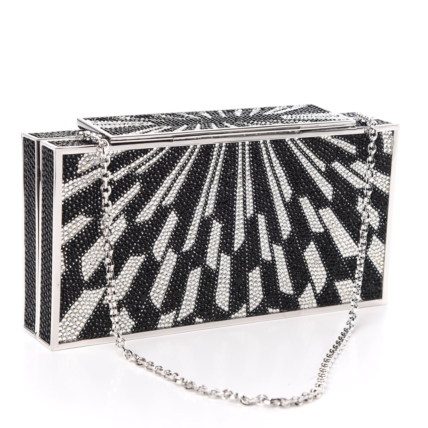 Crystal Minaudiere Clutch Black Silver