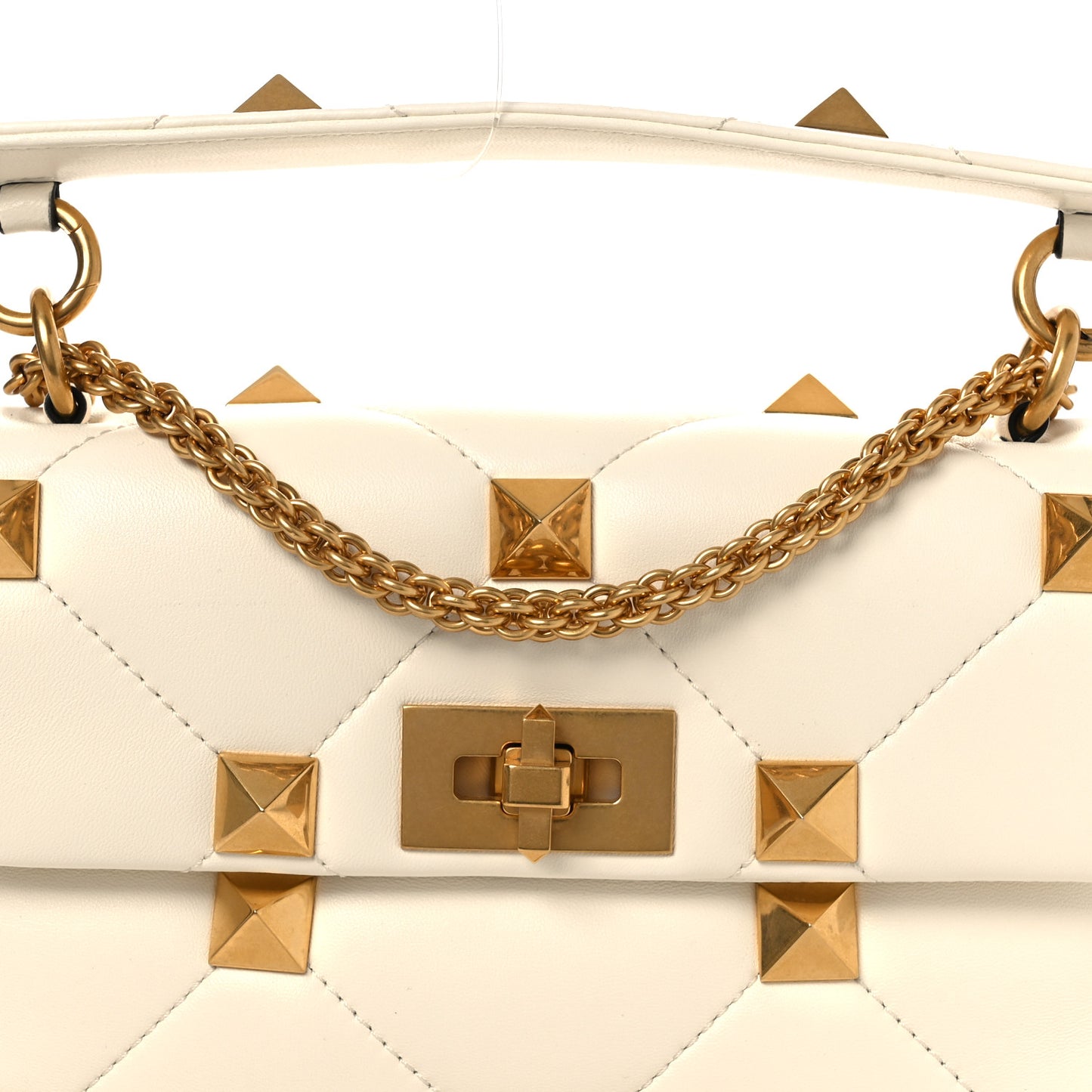 Nappa Medium Roman Stud Shoulder Bag Ivory