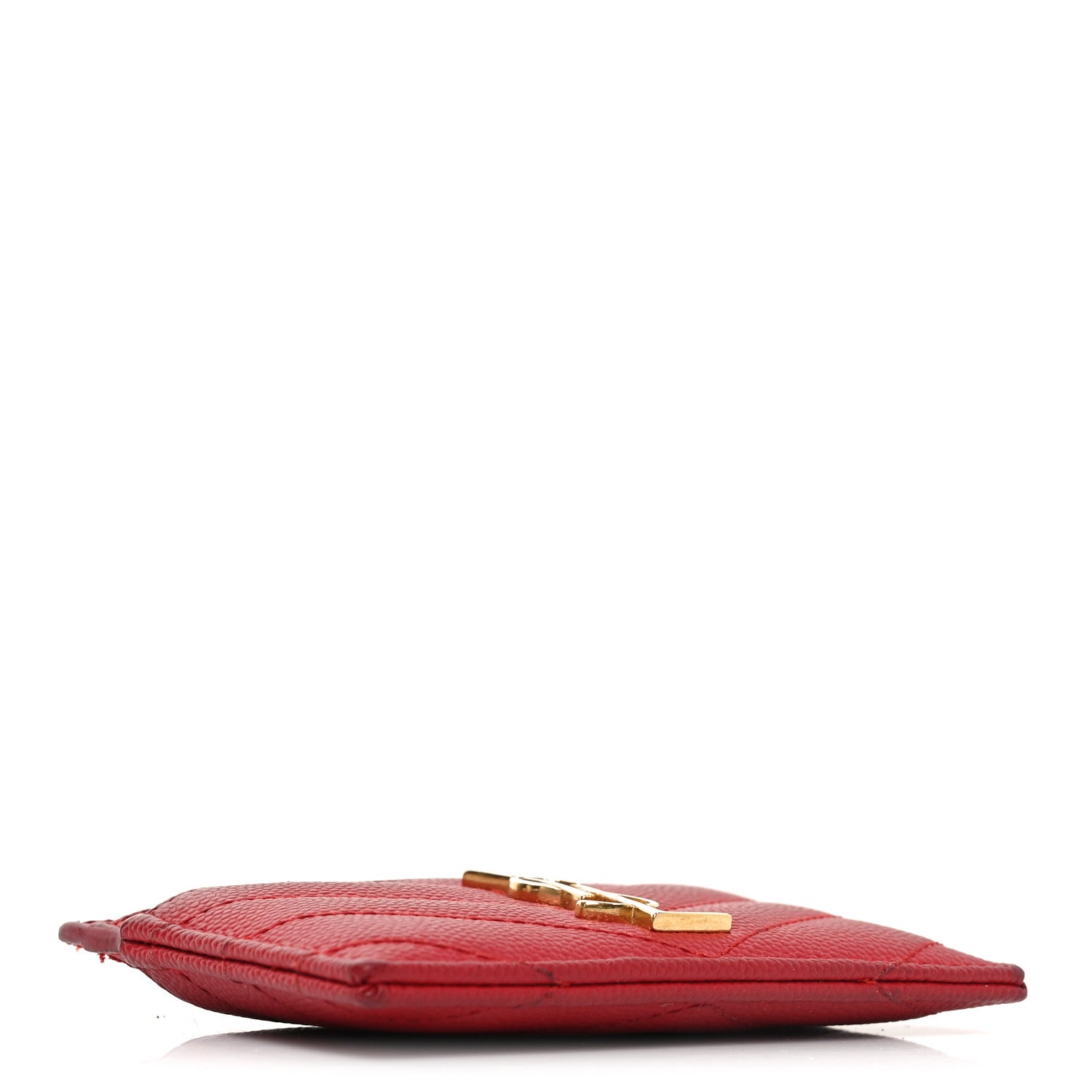 Saint Laurent Grain De Poudre Matelasse Chevron Monogram Credit Card Case New Red 4 of 10
