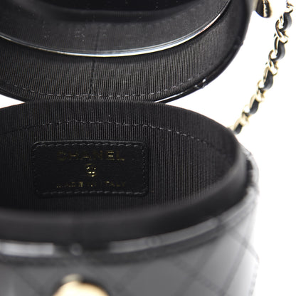 Chanel Patent Quilted Round Small Vanity With Chain Black 8 of 12
