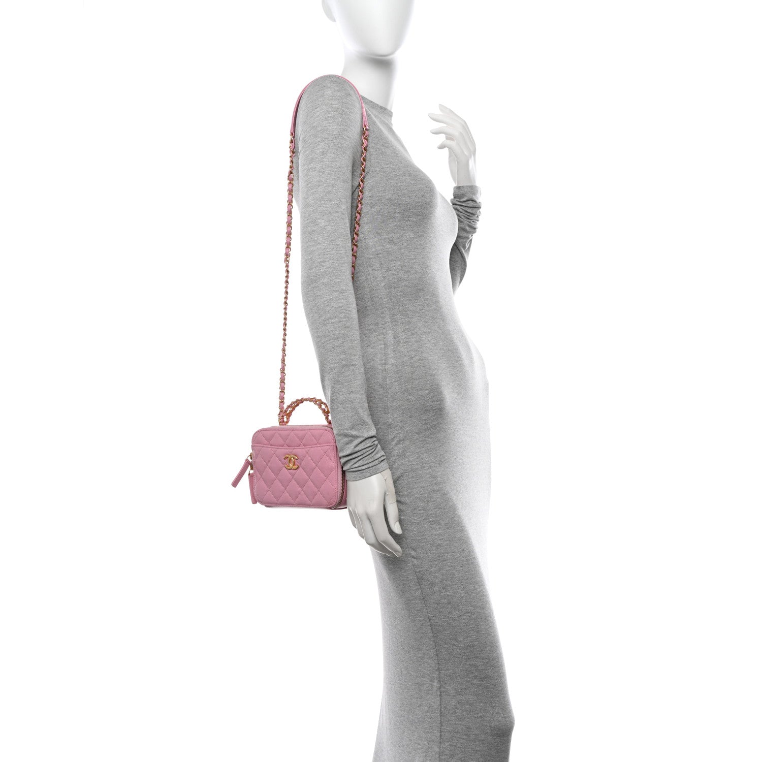 Chanel Caviar Quilted Pick Me Up Mini Vanity Case Pink 2 of 13