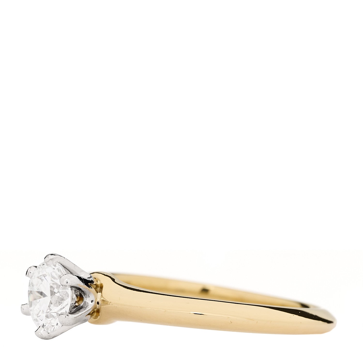 Tiffany 18K Yellow Gold Platinum Diamond .70ct Solitaire Engagement Ring 56 7.5 3 of 7