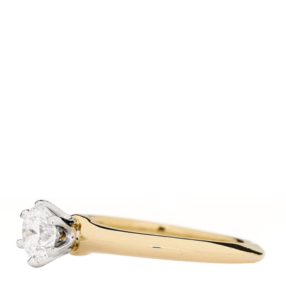 Tiffany 18K Yellow Gold Platinum Diamond .70ct Solitaire Engagement Ring 56 7.5 3 of 7