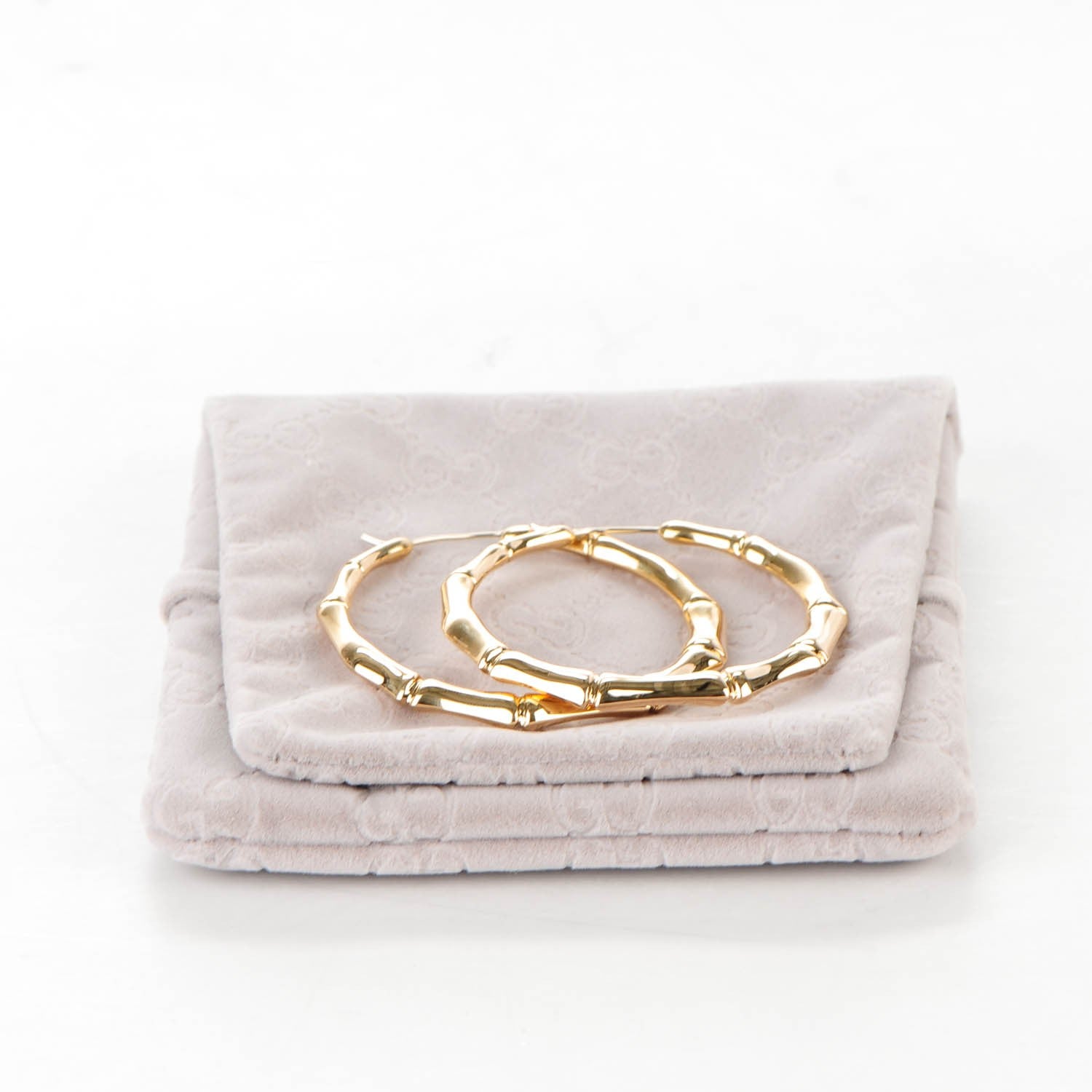 Gucci 18K Yellow Gold Bamboo Hoop Earrings 4 of 4