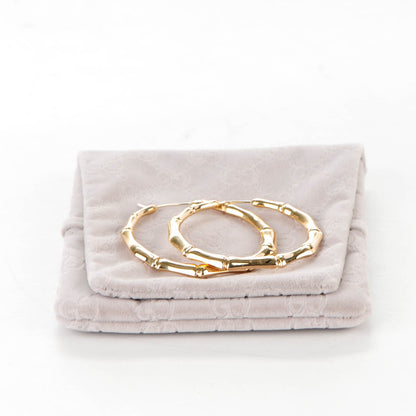 Gucci 18K Yellow Gold Bamboo Hoop Earrings 4 of 4