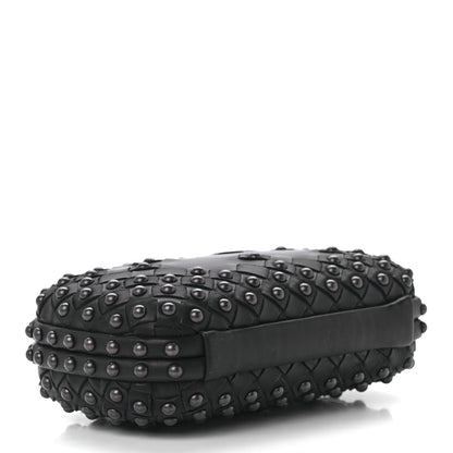 Bottega Veneta Waxy Nappa Intrecciato Knot Studded Clutch Black 3 of 10