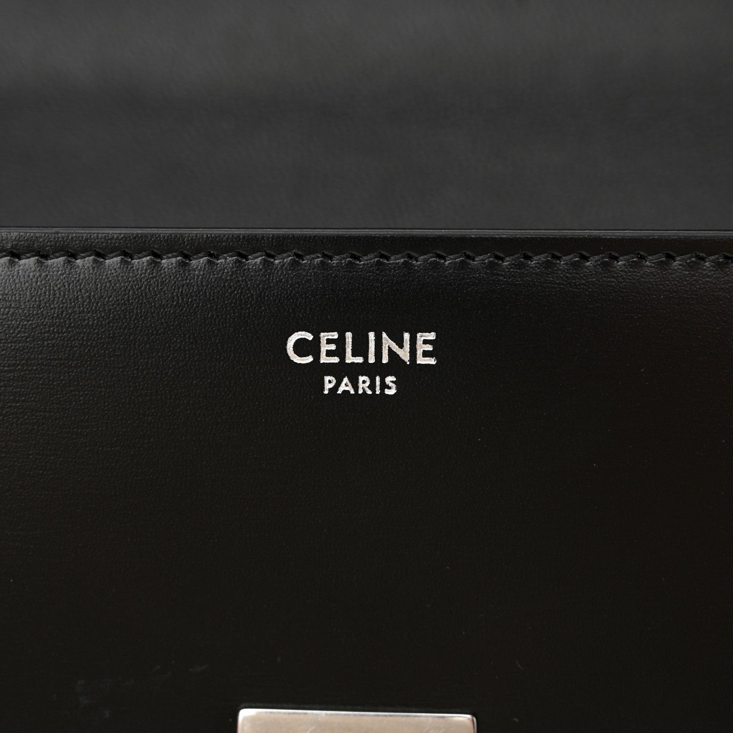 Celine Shiny Calfskin Triomphe Chain Shoulder Bag Black 7 of 12