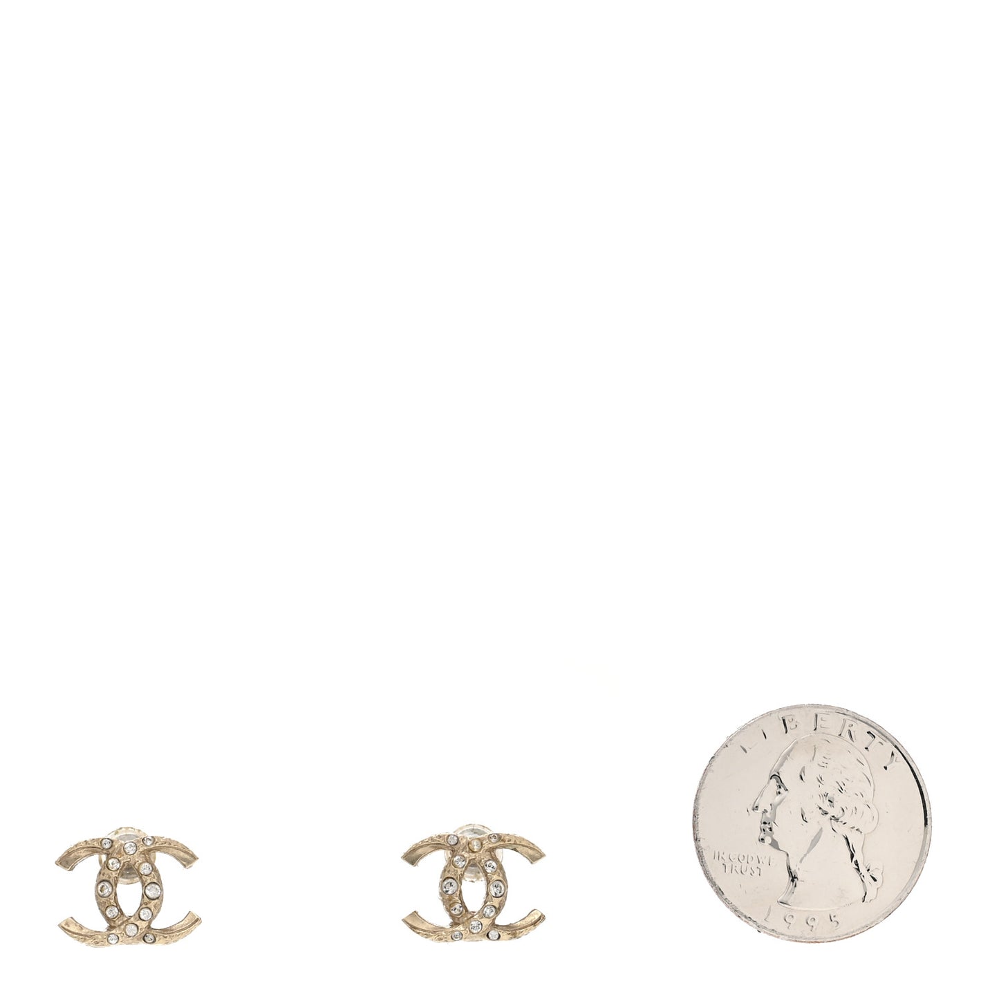 Crystal Textured CC Earrings Gold