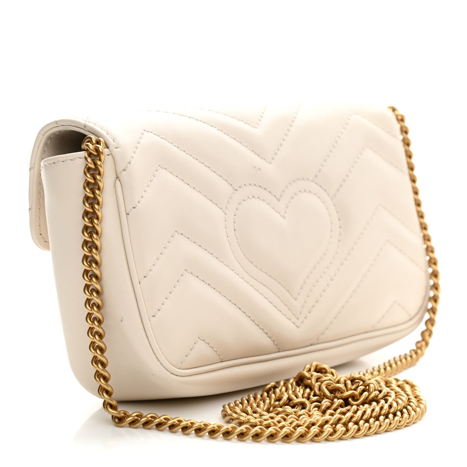 Gucci Calfskin Matelasse Super Mini GG Marmont Shoulder Bag White 3 of 11