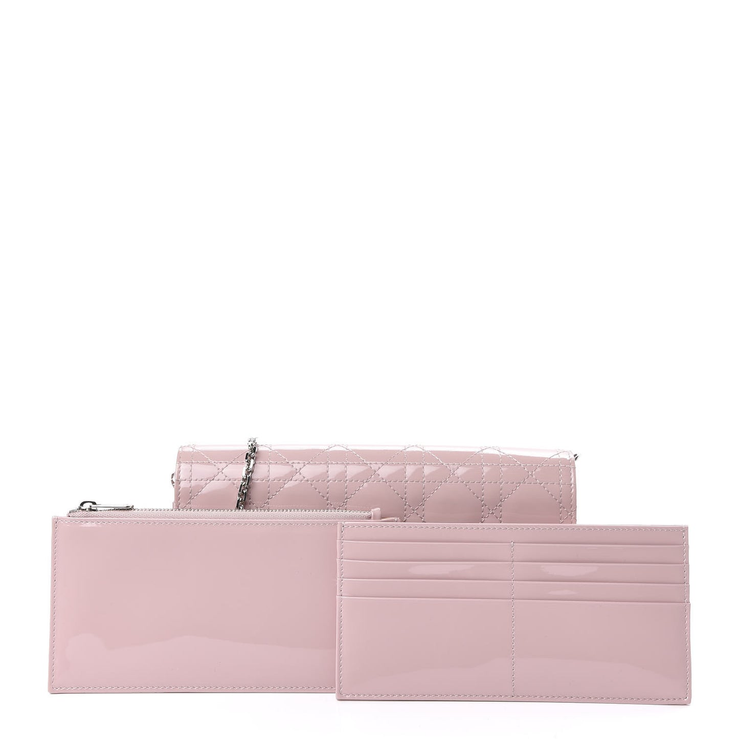 Patent Cannage Lady Dior Convertible Clutch Rose Clair