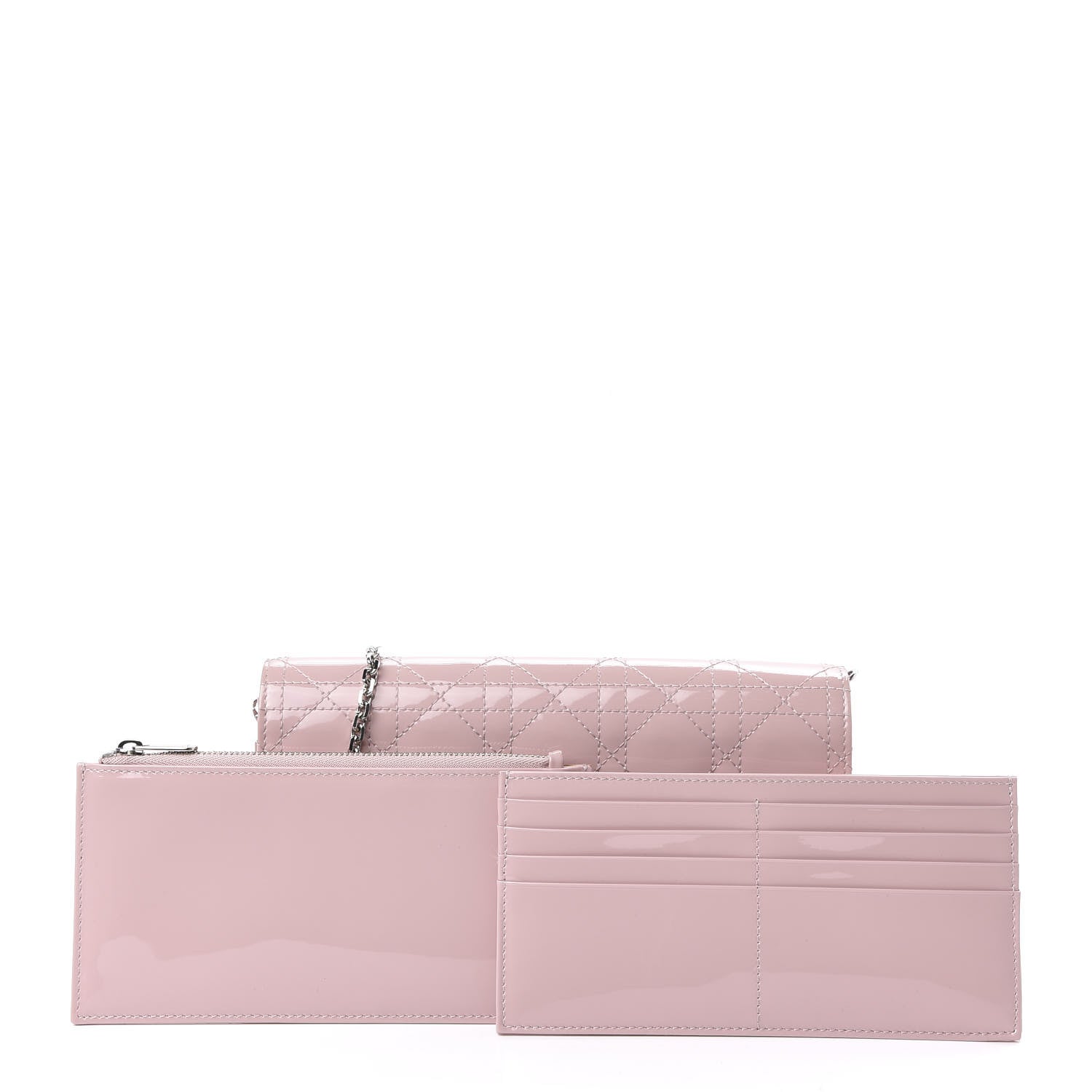 Christian Dior Patent Cannage Lady Dior Convertible Clutch Rose Clair 9 of 10