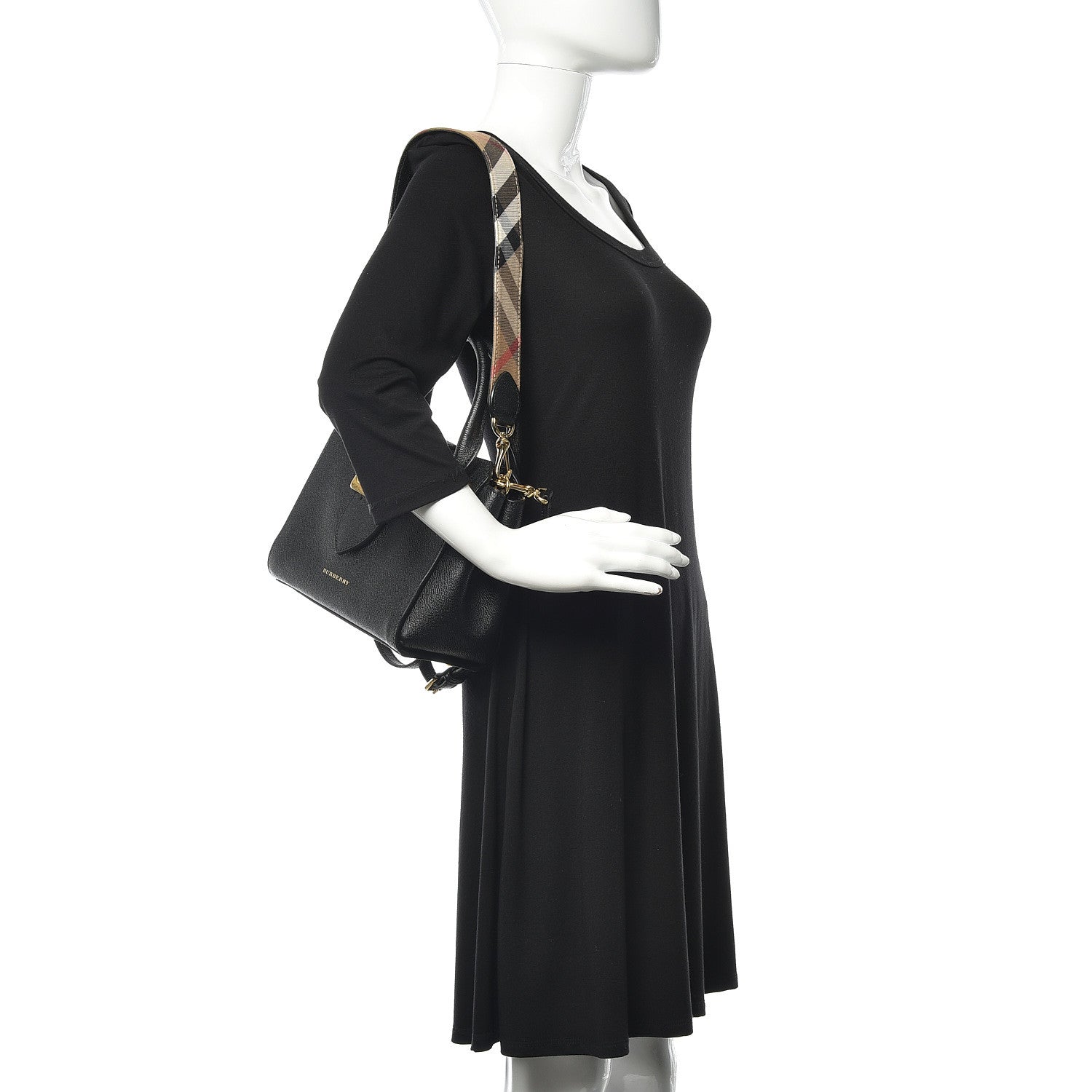 Burberry Soft Grain Calfskin Small Buckle Tote Black 2 of 12