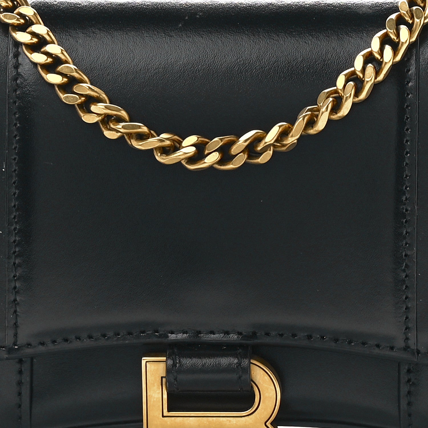 Balenciaga Shiny Box Calfskin Hourglass Chain Bag Black 9 of 12