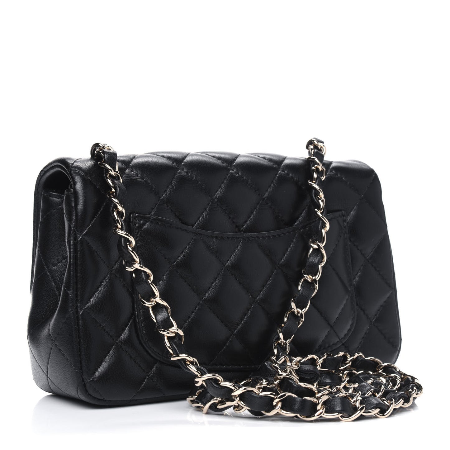 Lambskin Quilted Mini Rectangular Flap Black