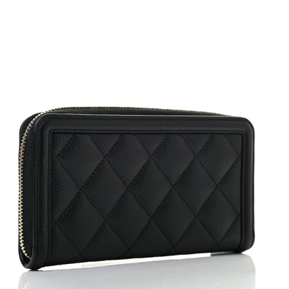 Chanel Caviar Quilted Medium Filigree Zip Around Wallet Black 3 of 9
