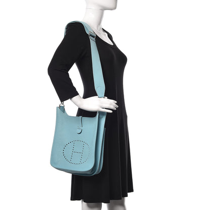 Hermes Taurillon Clemence Evelyne III PM Bleu Atoll 2 of 12