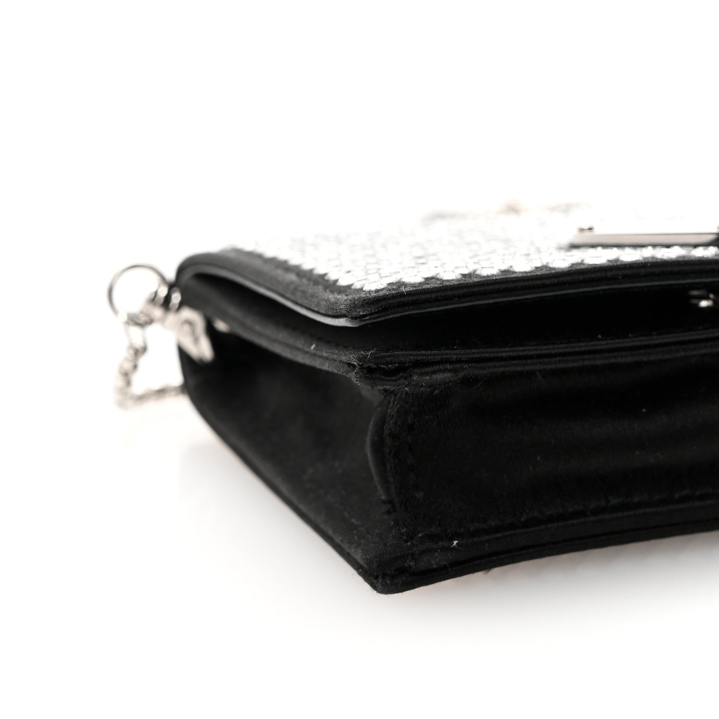 Satin Crystal Metal Triangle Logo Card Holder With Strap Cristal