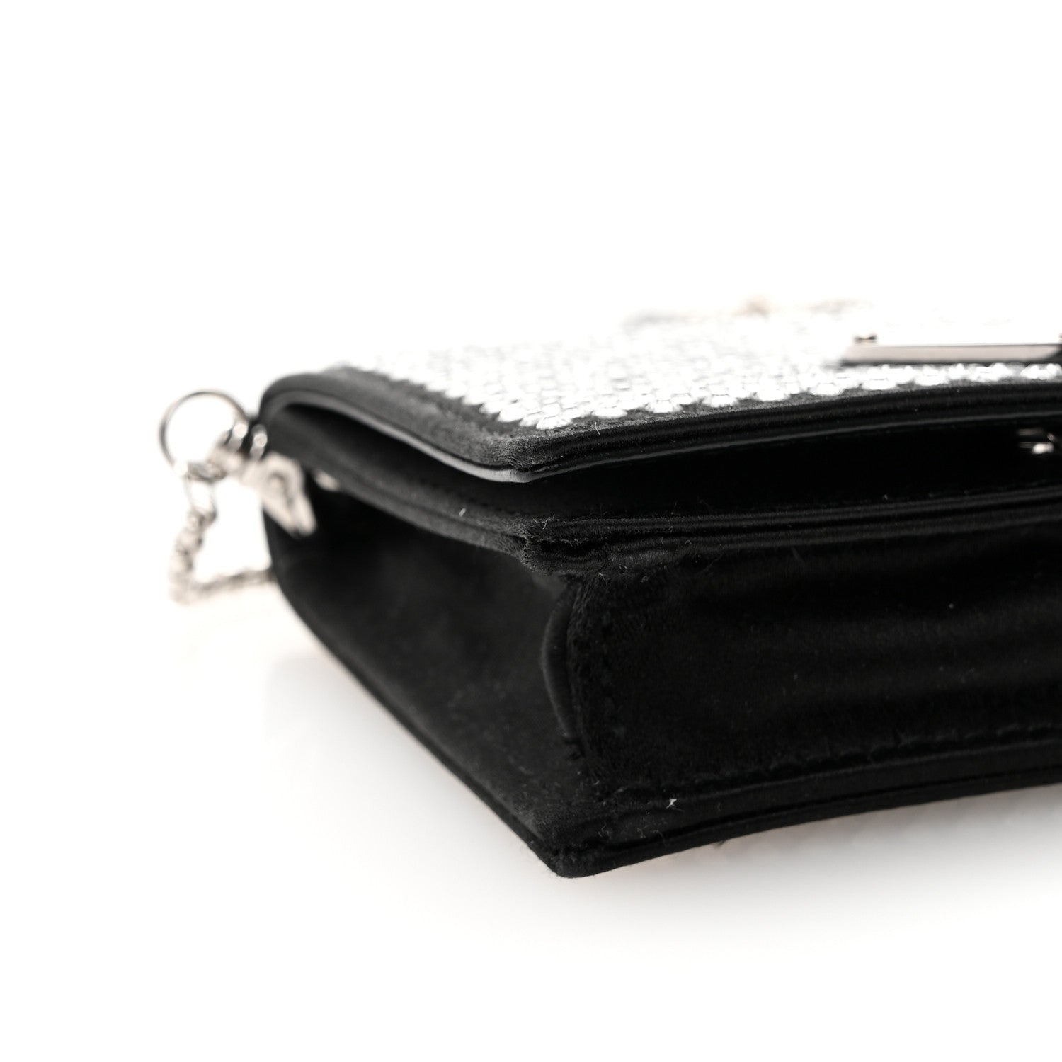 Prada Satin Crystal Metal Triangle Logo Card Holder With Strap Cristal 8 of 11