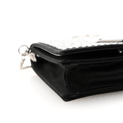 Prada Satin Crystal Metal Triangle Logo Card Holder With Strap Cristal 8 of 11