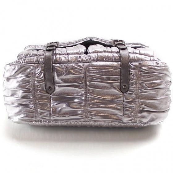 Prada Nappa Dressy Gaufre Messenger Silver 4 of 10