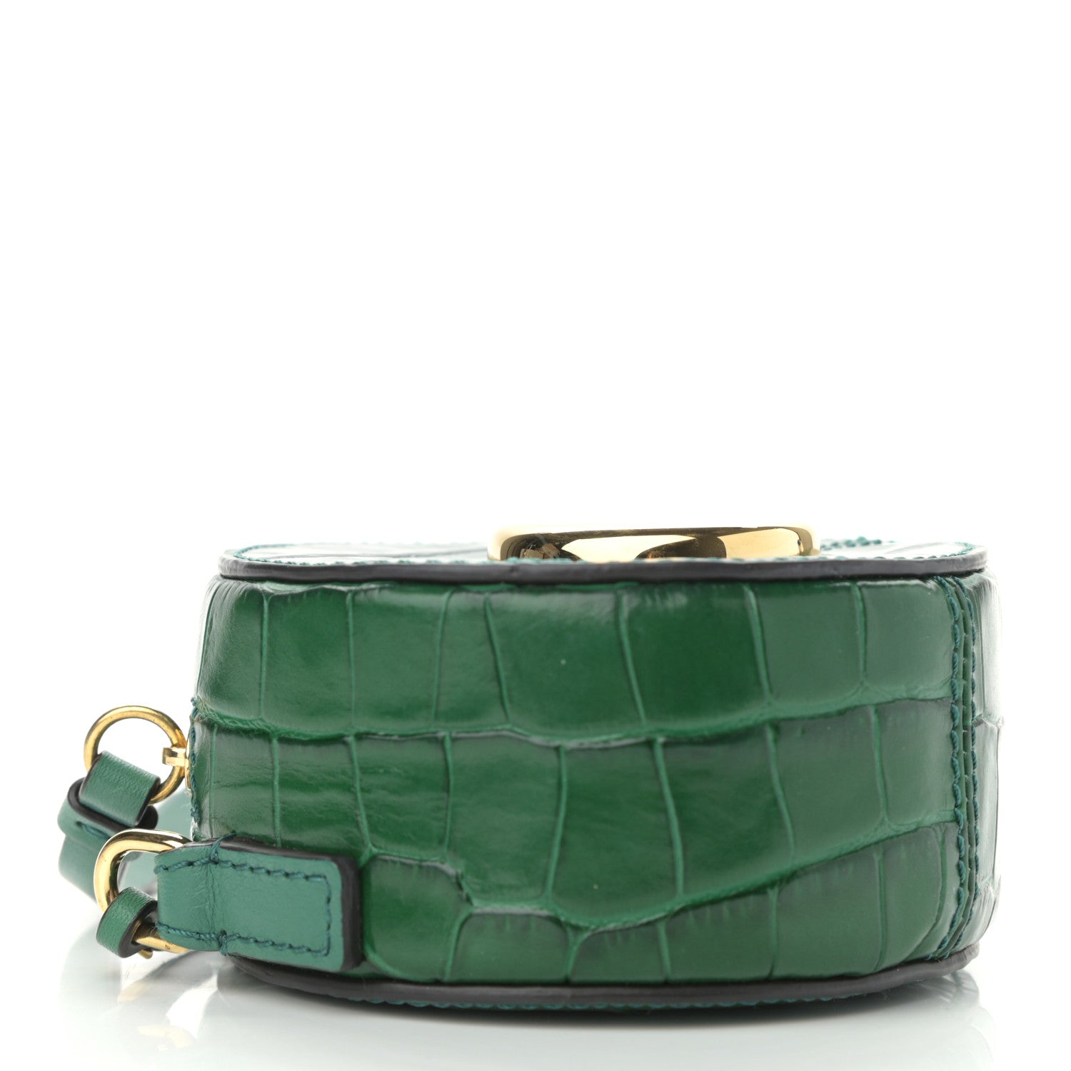 Chloe Calfskin Crocodile Embossed Mini C Round Crossbody Woodsy Green 4 of 12