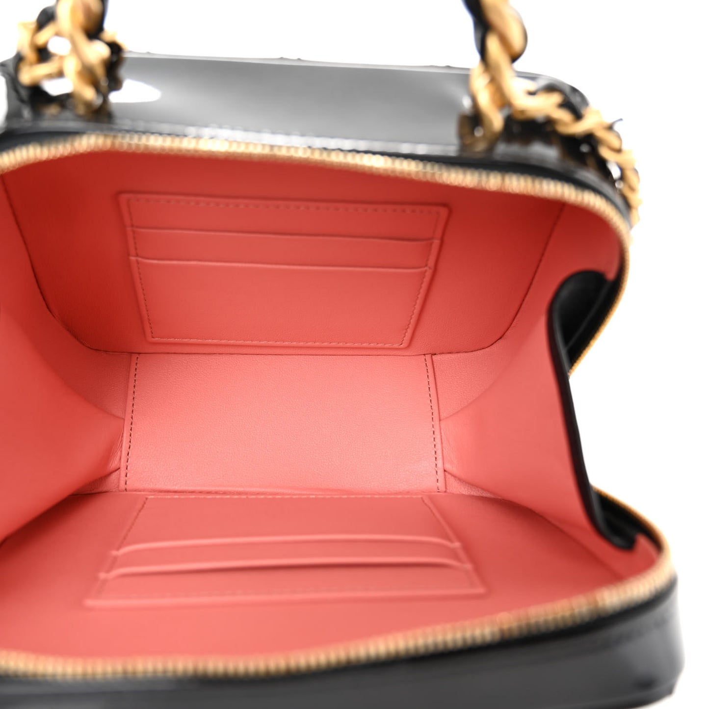 Patent Quilted Top Handle Small Vanity Case Black
