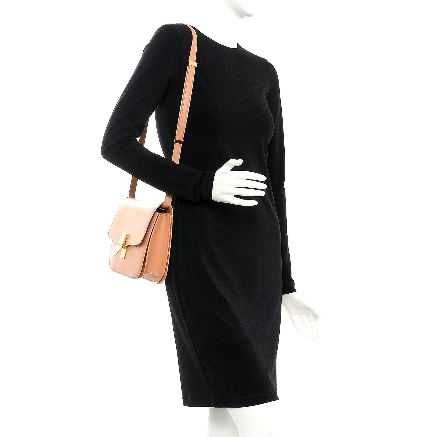 Celine Box Calfskin Medium Classic Box Flap Bag Nude 2 of 13