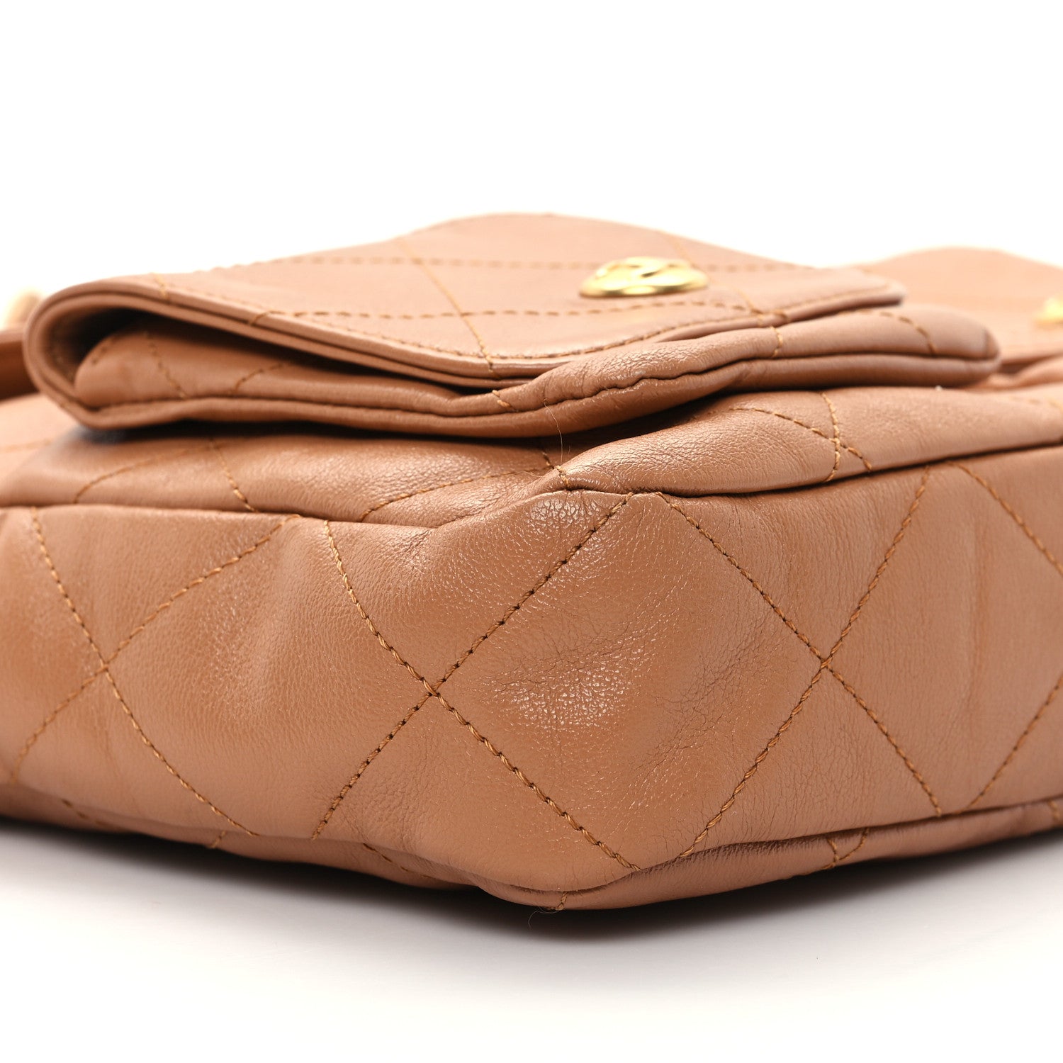Chanel Shiny Calfskin Quilted Small Supple Twins Hobo Bag Brown 9 of 11