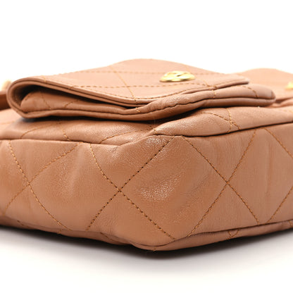 Chanel Shiny Calfskin Quilted Small Supple Twins Hobo Bag Brown 9 of 11