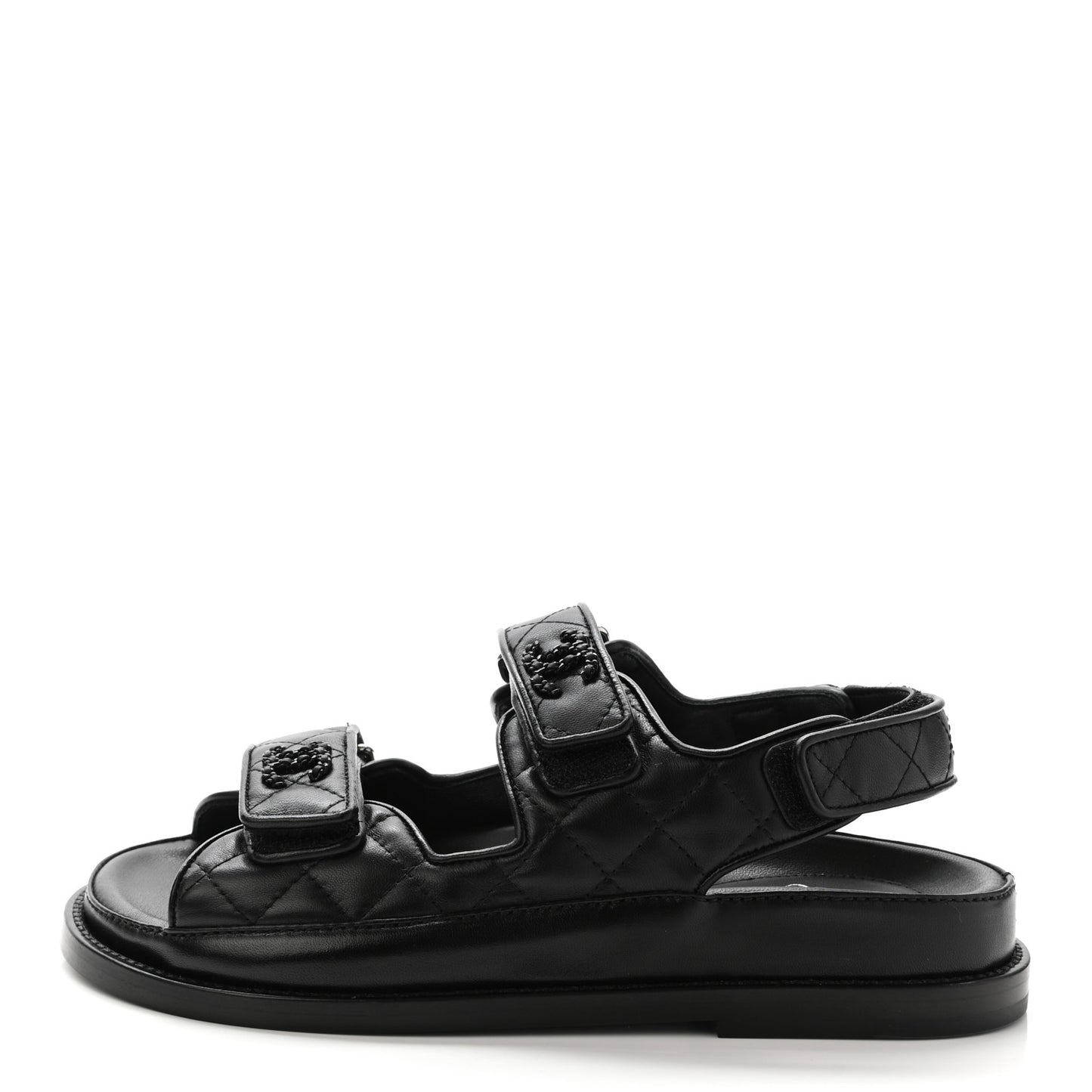 Lambskin Velcro Dad Sandals 35 Black