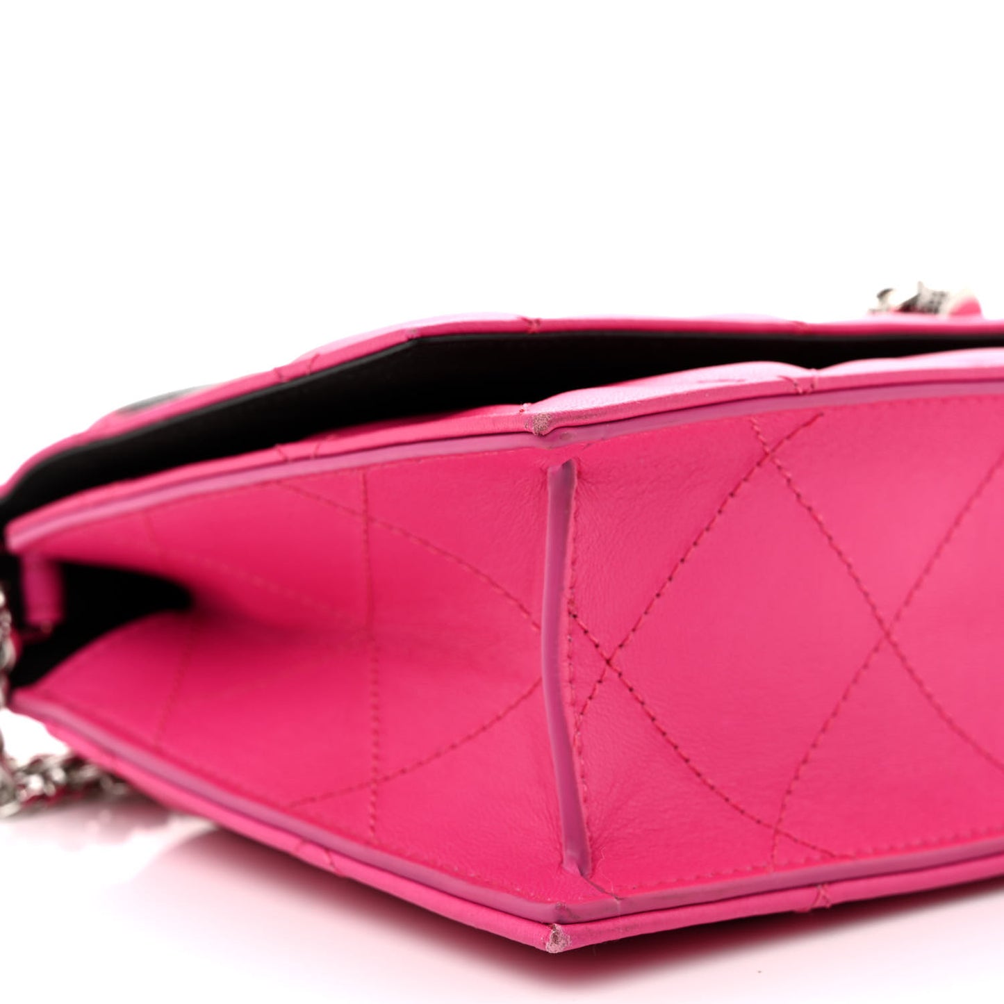 Calfskin Quilted Graffiti Skull Medium Chain Crossbody Bag Pink