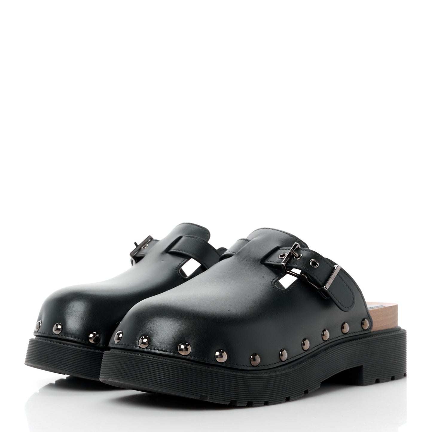 Calfskin Diorquake Buckled Lug Sole 15mm Clogs 41 Black