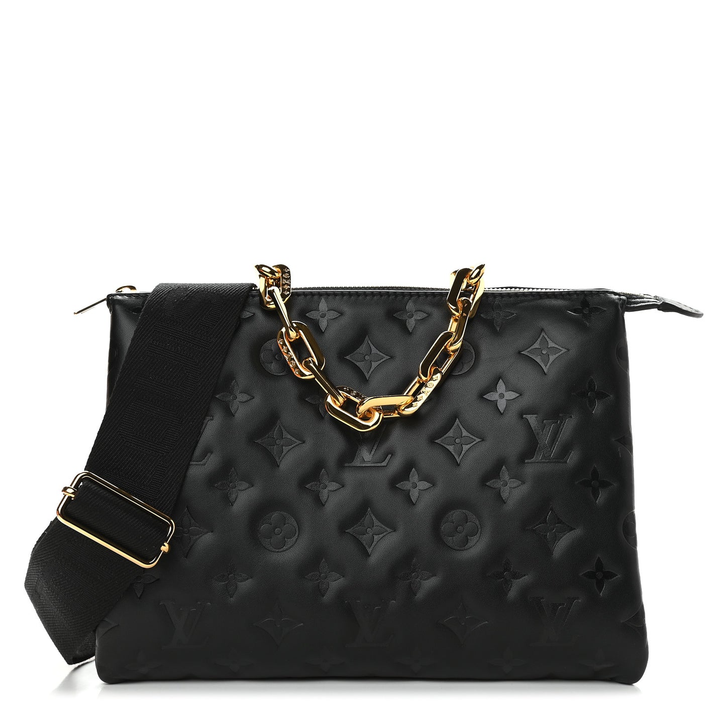 Lambskin Embossed Monogram Coussin PM Black