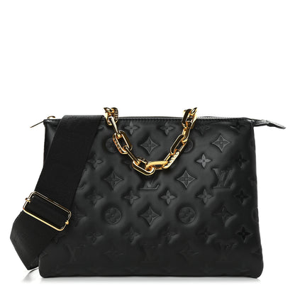 Louis Vuitton Lambskin Embossed Monogram Coussin PM Black 1 of 8