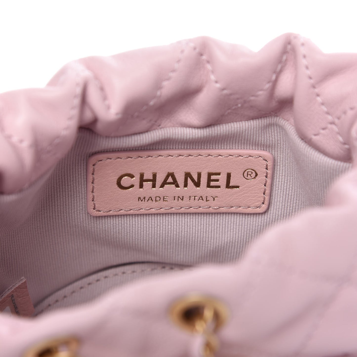 Calfskin Quilted Pearl Mini About Pearls Drawstring Bucket Light Pink