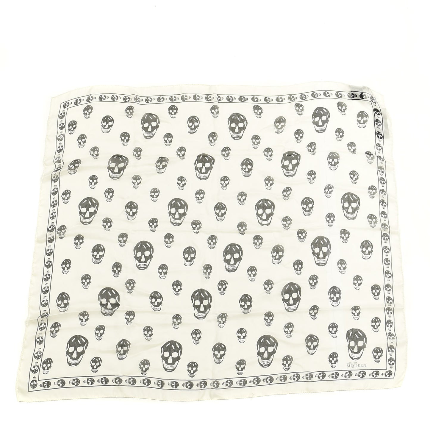 Silk Chiffon Skull Scarf Ivory Black