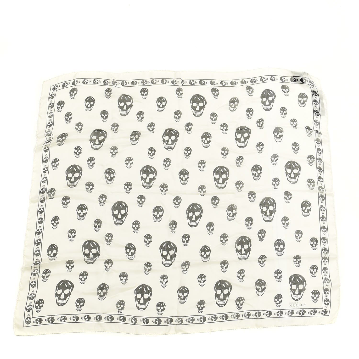 Alexander McQueen Silk Chiffon Skull Scarf Ivory Black 1 of 3