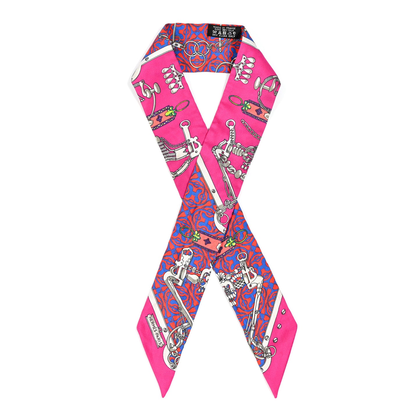 Silk Mors Et Gourmettes Remix Twilly Fuchsia Bleu Corail