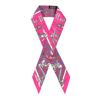 Hermes Silk Mors Et Gourmettes Remix Twilly Fuchsia Bleu Corail 1 of 6