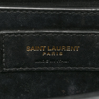 Saint Laurent Calfskin Crocodile Embossed Medium Classic Monogram Kate Tassel Satchel Black 6 of 19